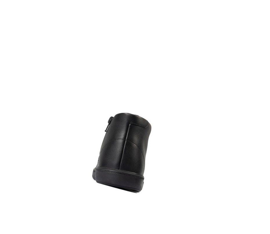 Clarks Street Step Leder Stiefeletten Mädchen Schwarz | XKRG24087