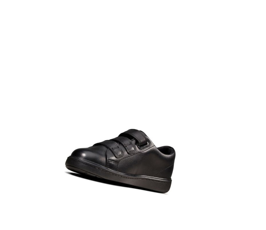 Clarks Street Swift Leder Schulschuhe Jungen Schwarz | JPIS65839