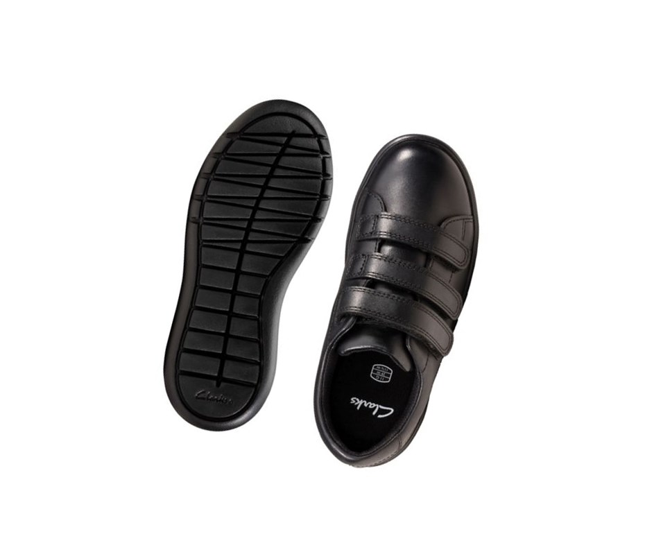 Clarks Street Swift Leder Schulschuhe Jungen Schwarz | JPIS65839