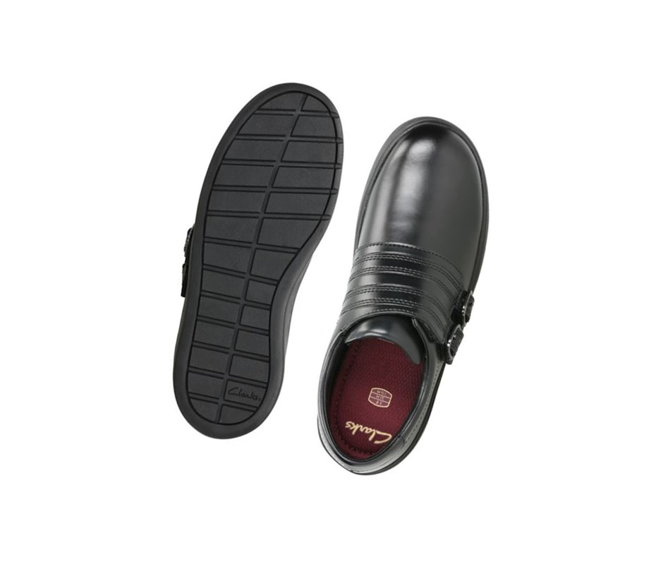 Clarks Streetstride Leder Schulschuhe Jungen Schwarz | QBHJ91478