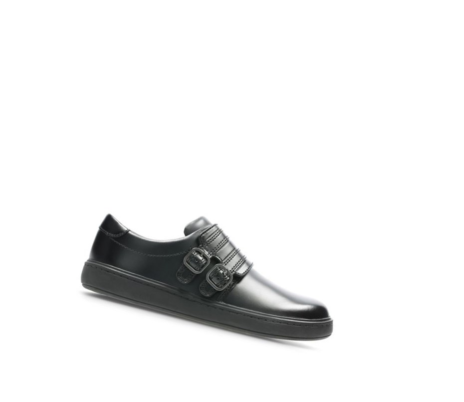 Clarks Streetstride Leder Schulschuhe Jungen Schwarz | QBHJ91478