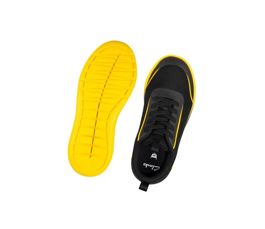 Clarks Suburb Spark Sneakers Jungen Schwarz Gelb | FHEX48307