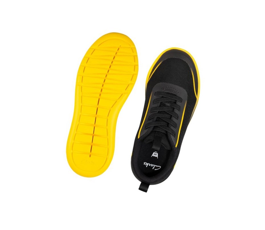 Clarks Suburb Spark Sneakers Jungen Schwarz Gelb | FQZY75069