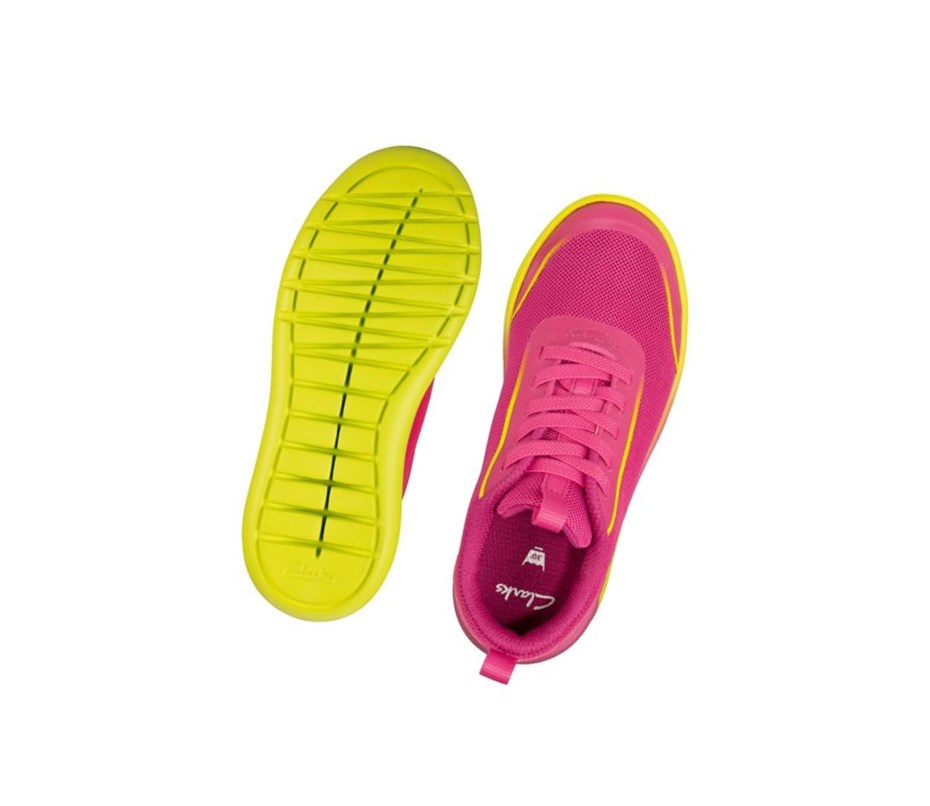 Clarks Suburb Spark Sneakers Mädchen Rosa Zitrone | NFCG40375