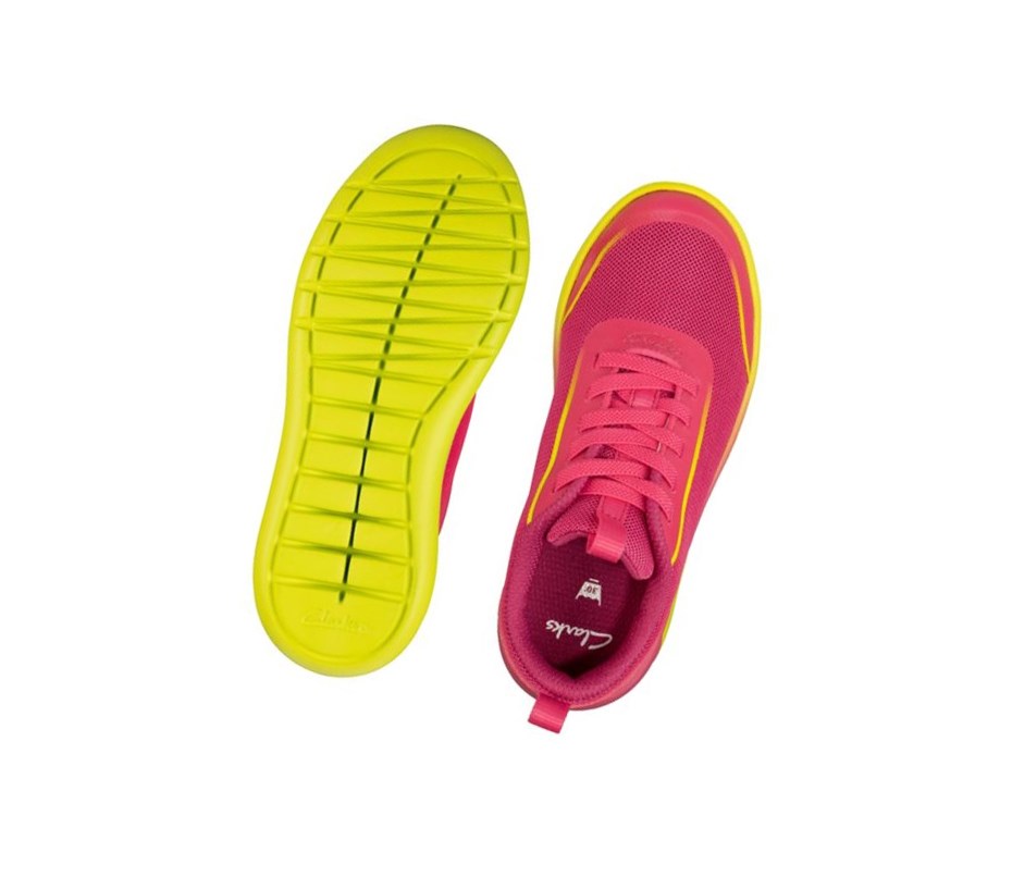 Clarks Suburb Spark Sneakers Mädchen Rosa Zitrone | PAUB24780