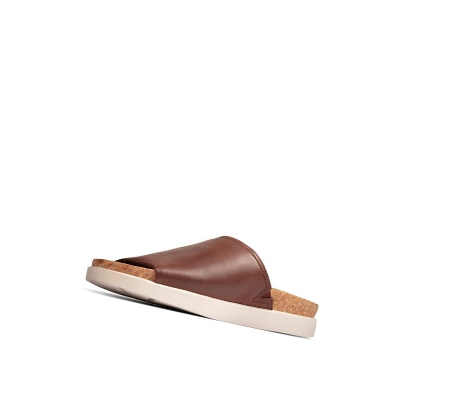 Clarks Sunder Badelatschen Leder Slip On Schuhe Herren Braun | TOKI08754