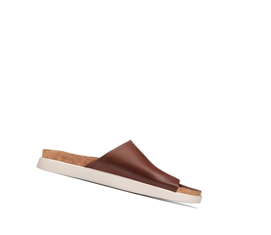 Clarks Sunder Badelatschen Leder Slip On Schuhe Herren Braun | TOKI08754