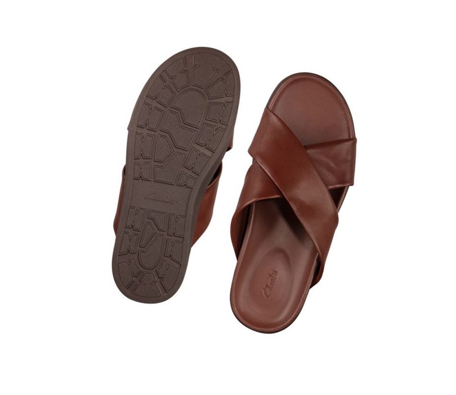 Clarks Sunder Cross Leder Lässige Sandalen Herren Braun | QJRG41529