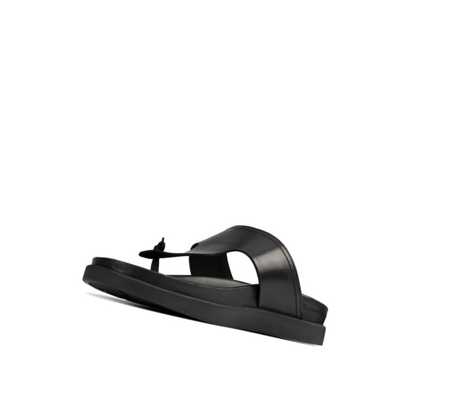 Clarks Sunder Post Leder Lässige Sandalen Herren Schwarz | PNGM50186