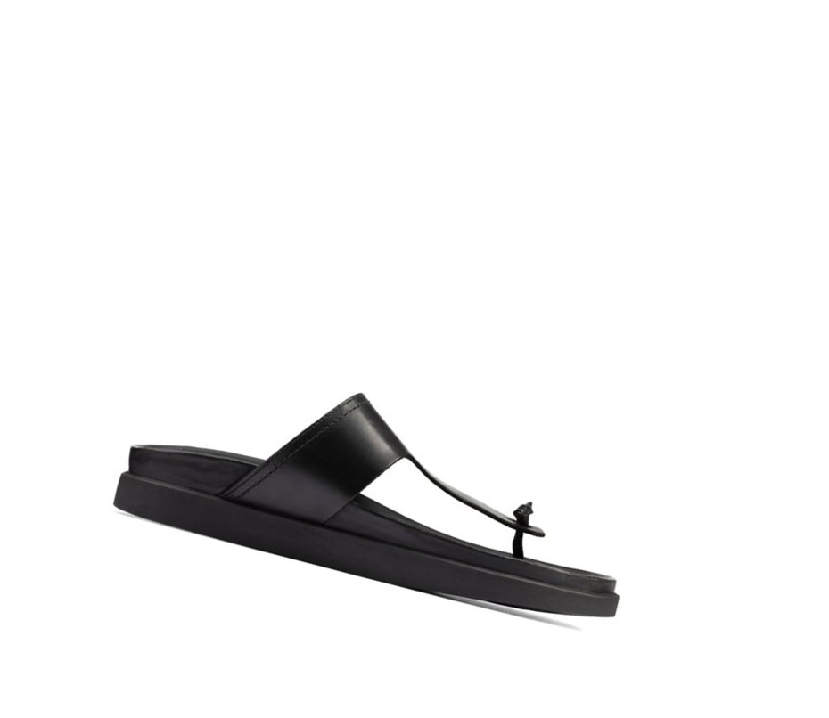 Clarks Sunder Post Leder Lässige Sandalen Herren Schwarz | PNGM50186