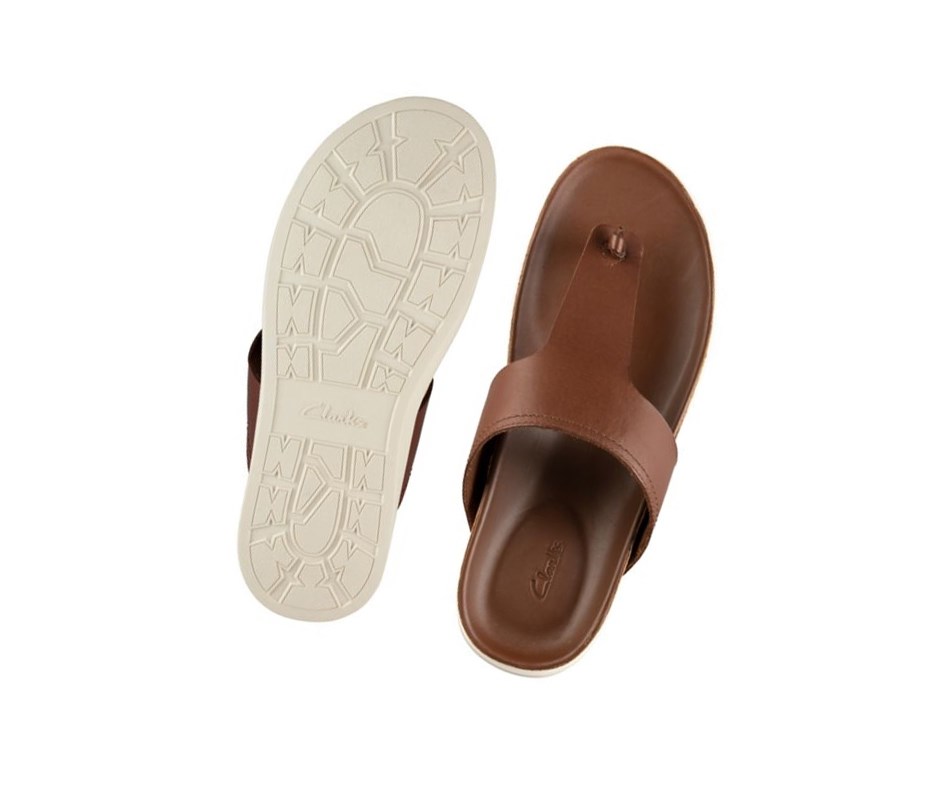 Clarks Sunder Post Leder Lässige Sandalen Herren Braun | ZRDP39164