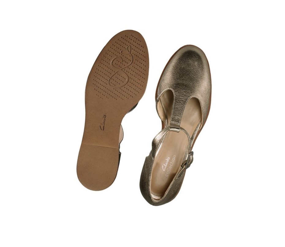 Clarks Taylor Palm Leder Lederschuhe Damen Gold | HSWG32758