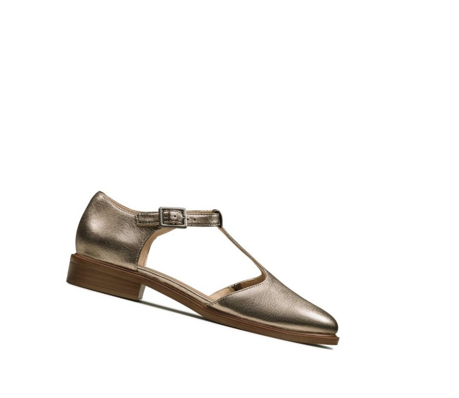 Clarks Taylor Palm Leder Lederschuhe Damen Gold | HSWG32758