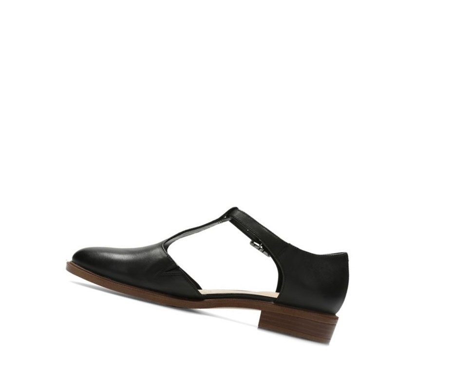 Clarks Taylor Palm Leder Lederschuhe Damen Schwarz | PZWV58603