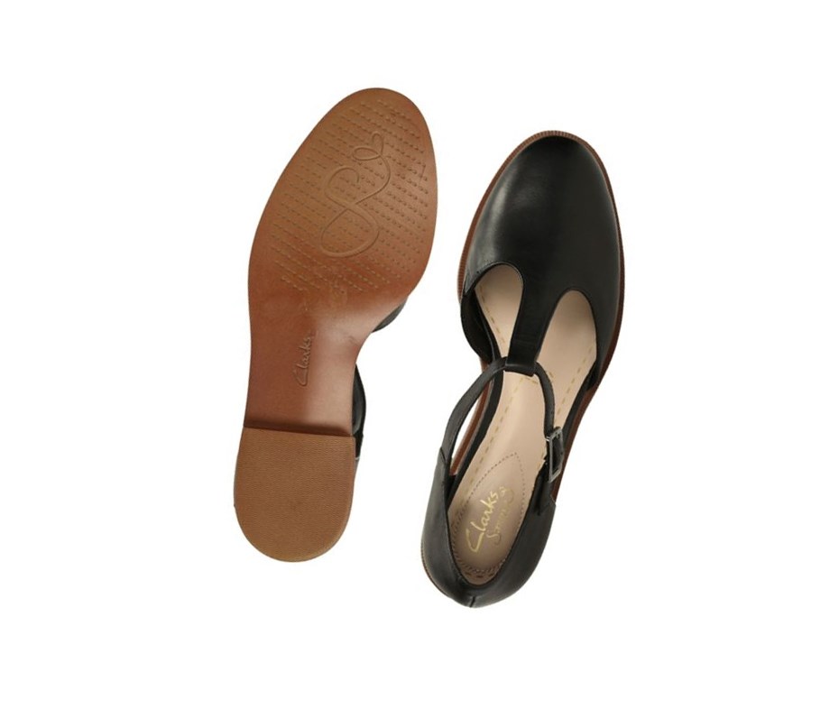 Clarks Taylor Palm Leder Lederschuhe Damen Schwarz | PZWV58603