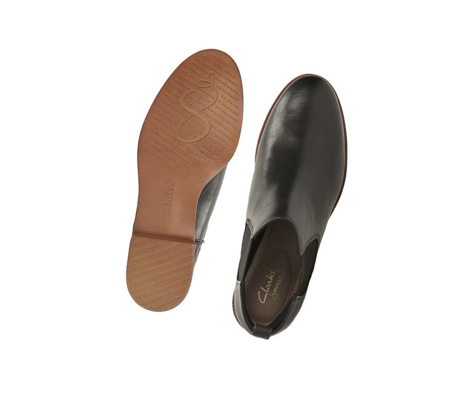 Clarks Taylor Shine Leder Chelsea Boots Damen Schwarz | ESCN04182