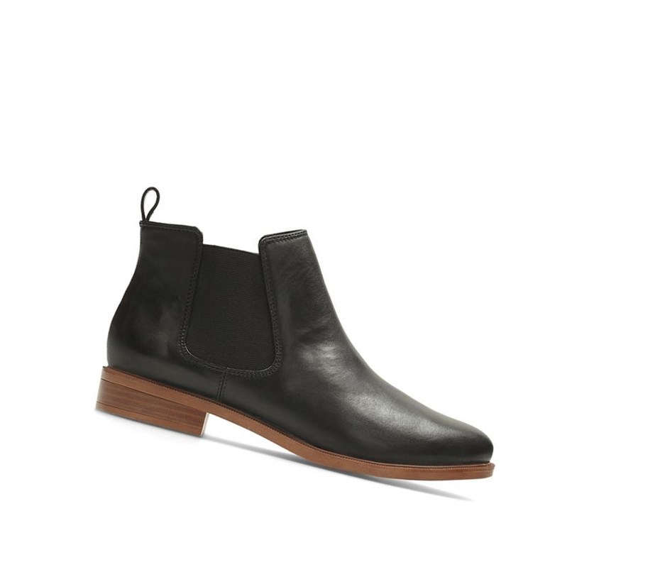 Clarks Taylor Shine Leder Chelsea Boots Damen Schwarz | ESCN04182