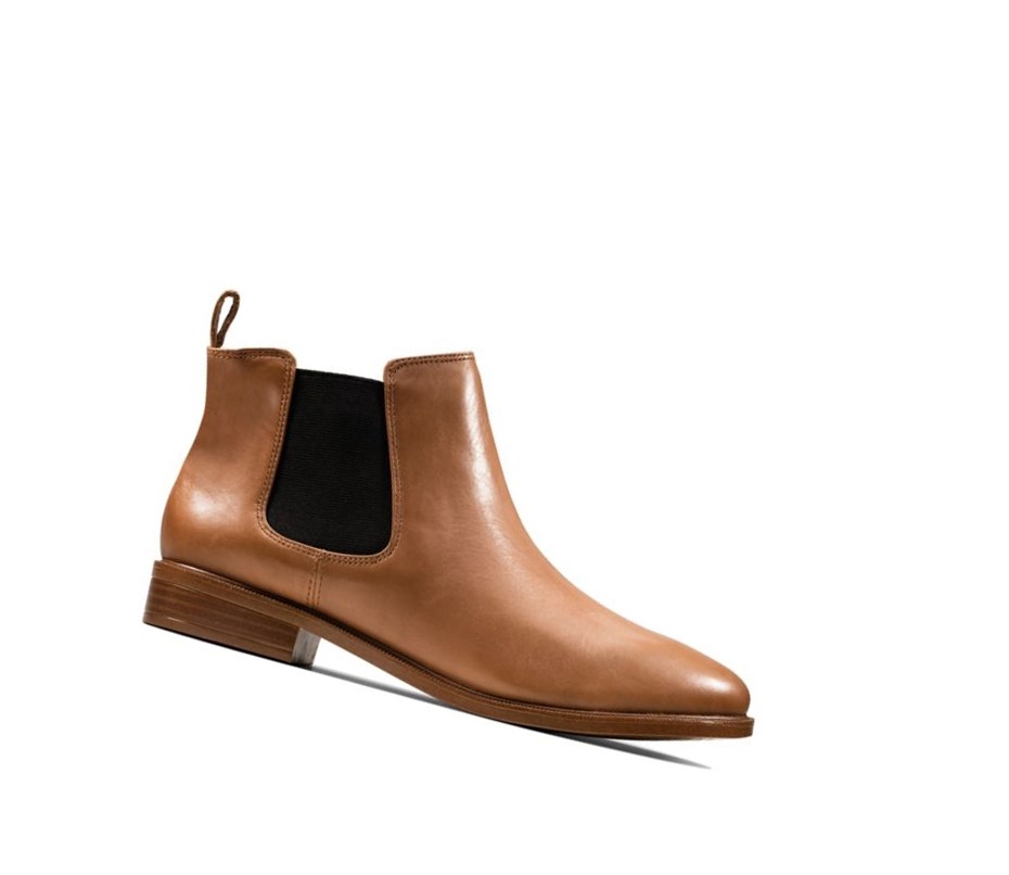 Clarks Taylor Shine Leder Chelsea Boots Damen Braun | XQJA04738