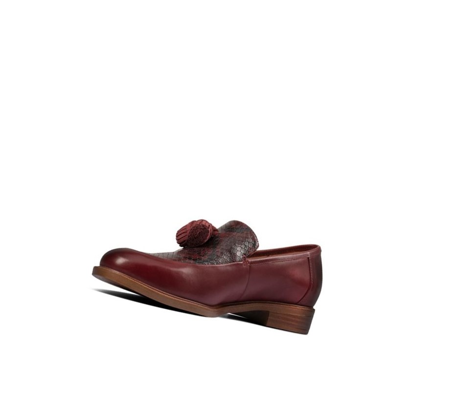 Clarks Taylor Spring Leder Slip On Schuhe Damen Tiefesrot | TKJE84756