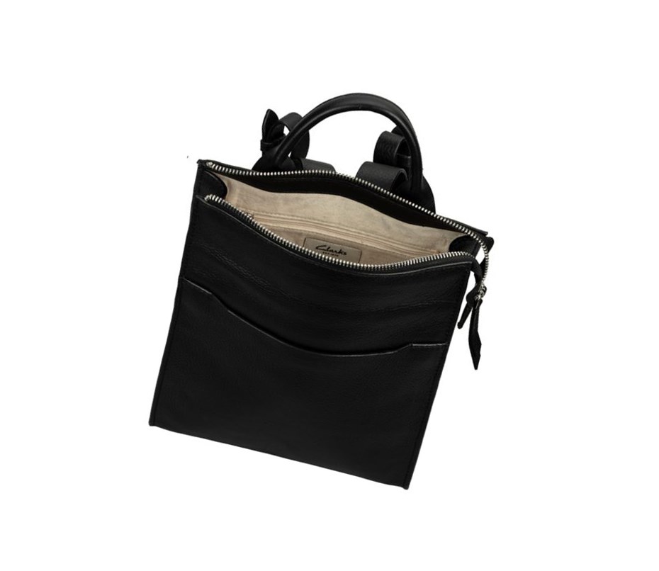 Clarks The Hayle Small Leder Rucksäcke Damen Schwarz | QWEJ20359