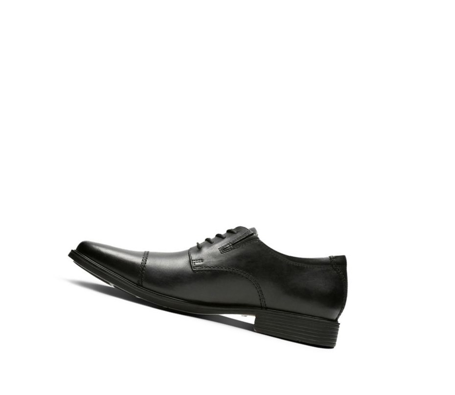 Clarks Tilden Cap Leder Weite Fit Lederschuhe Herren Schwarz | JOTW10738
