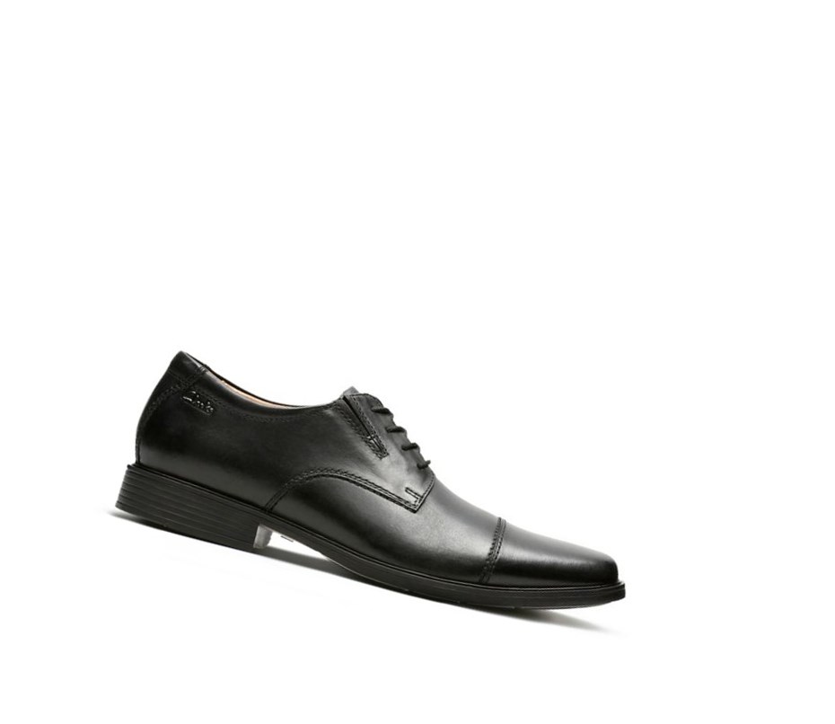 Clarks Tilden Cap Leder Weite Fit Lederschuhe Herren Schwarz | JOTW10738