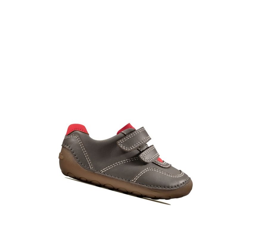 Clarks Tiny Dusk Leder Wanderschuhe Jungen Grau | IEAP46285
