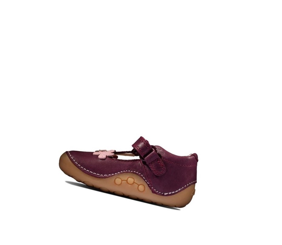 Clarks Tiny Sun Leder Lederschuhe Mädchen Bordeaux | CYOS82413