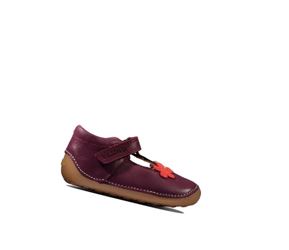 Clarks Tiny Sun Leder Lederschuhe Mädchen Bordeaux | CYOS82413