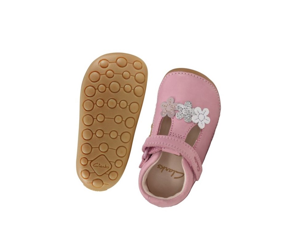 Clarks Tiny Sun Leder Lederschuhe Mädchen Rosa | HOWA38954