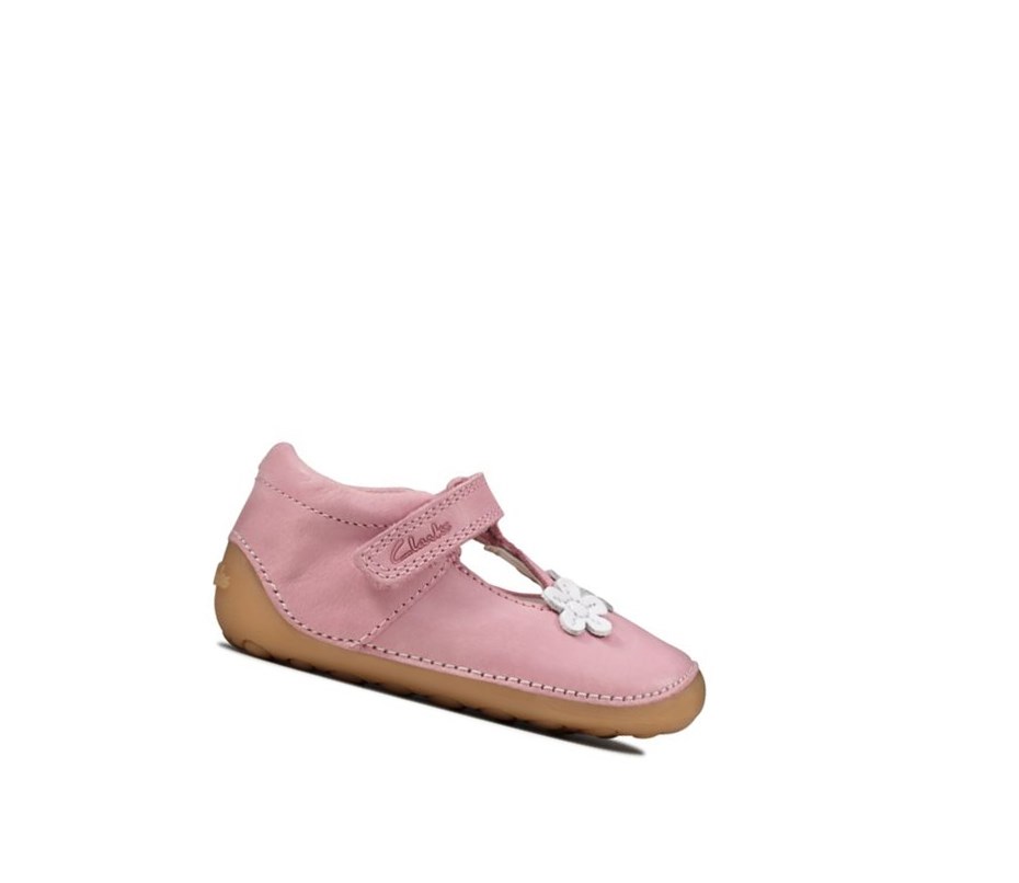 Clarks Tiny Sun Leder Lederschuhe Mädchen Rosa | HOWA38954
