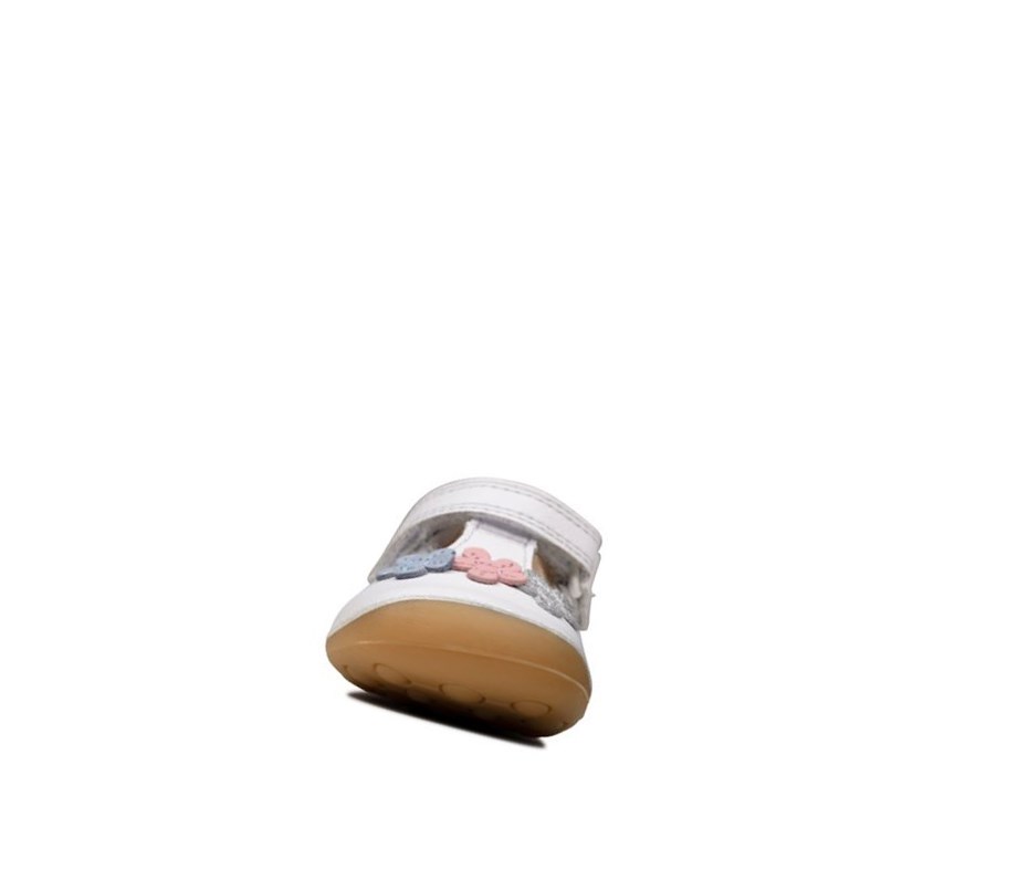 Clarks Tiny Sun Leder Lederschuhe Mädchen Weiß | UNOL41230