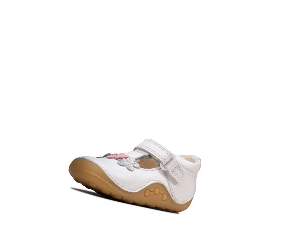 Clarks Tiny Sun Leder Lederschuhe Mädchen Weiß | UNOL41230