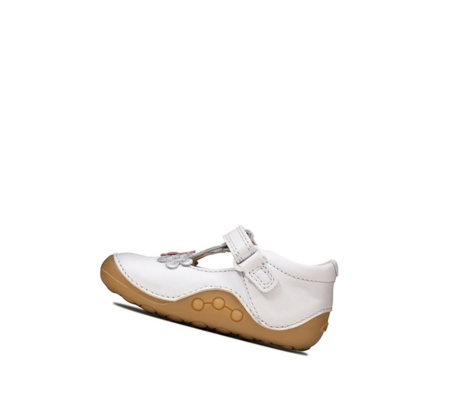 Clarks Tiny Sun Leder Lederschuhe Mädchen Weiß | UNOL41230