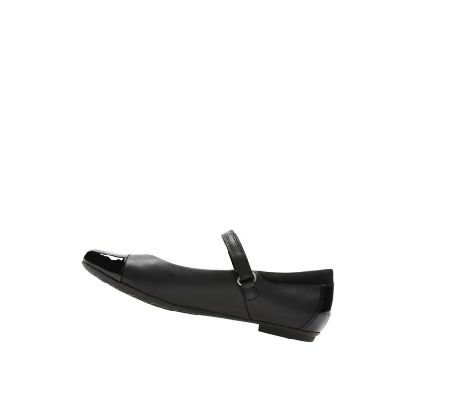 Clarks Tizz Talk Leder Schulschuhe Mädchen Schwarz | GKVT78451