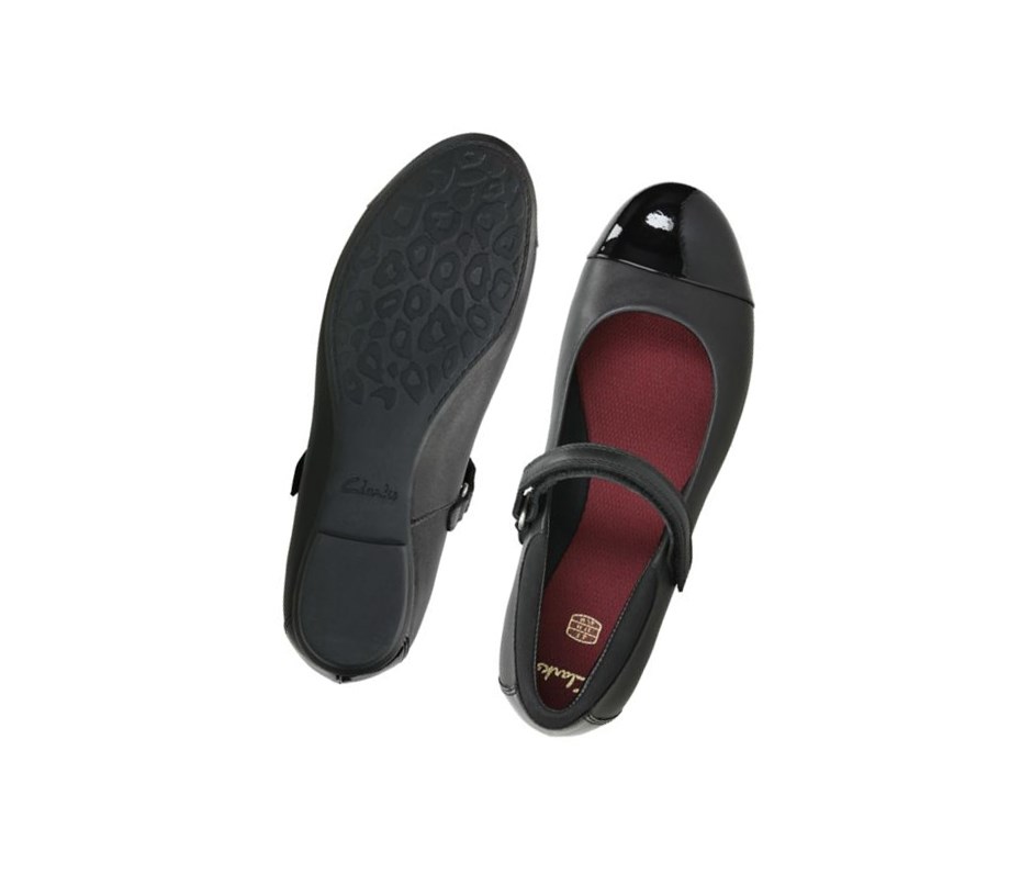 Clarks Tizz Talk Leder Schulschuhe Mädchen Schwarz | GKVT78451