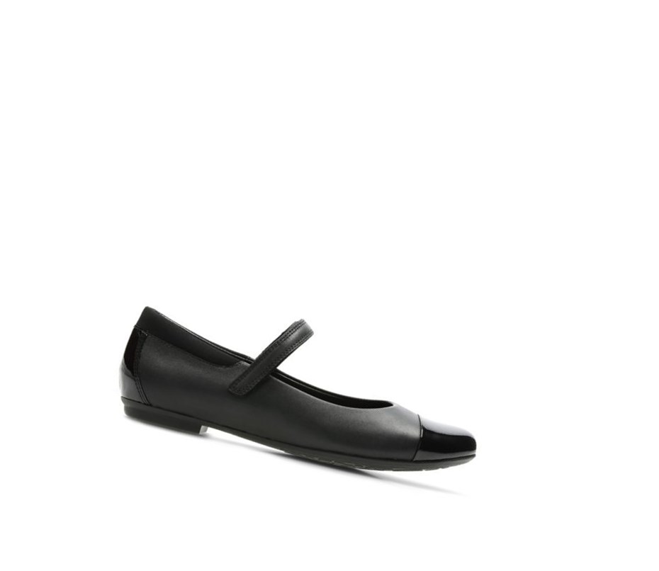 Clarks Tizz Talk Leder Schulschuhe Mädchen Schwarz | GKVT78451