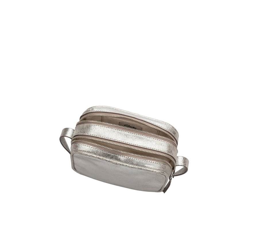 Clarks Topsham Mila Leder crossbody taschen Damen Silber | NPTF61745