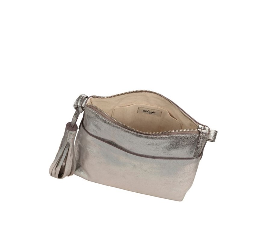 Clarks Topsham Shine Leder Leather Bags Damen Silber | GCNH23456