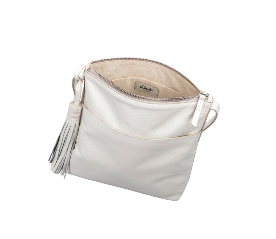 Clarks Topsham Shine Leder Leather Bags Damen Weiß | YFDE81640