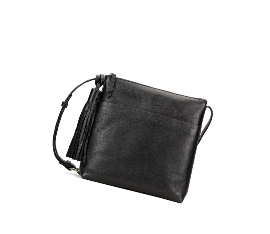 Clarks Topsham Shine Leder crossbody taschen Damen Schwarz | ELDF58193