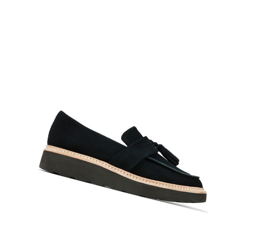 Clarks Trace Tassel Wildleder Loafers Damen Schwarz | ELGA91056