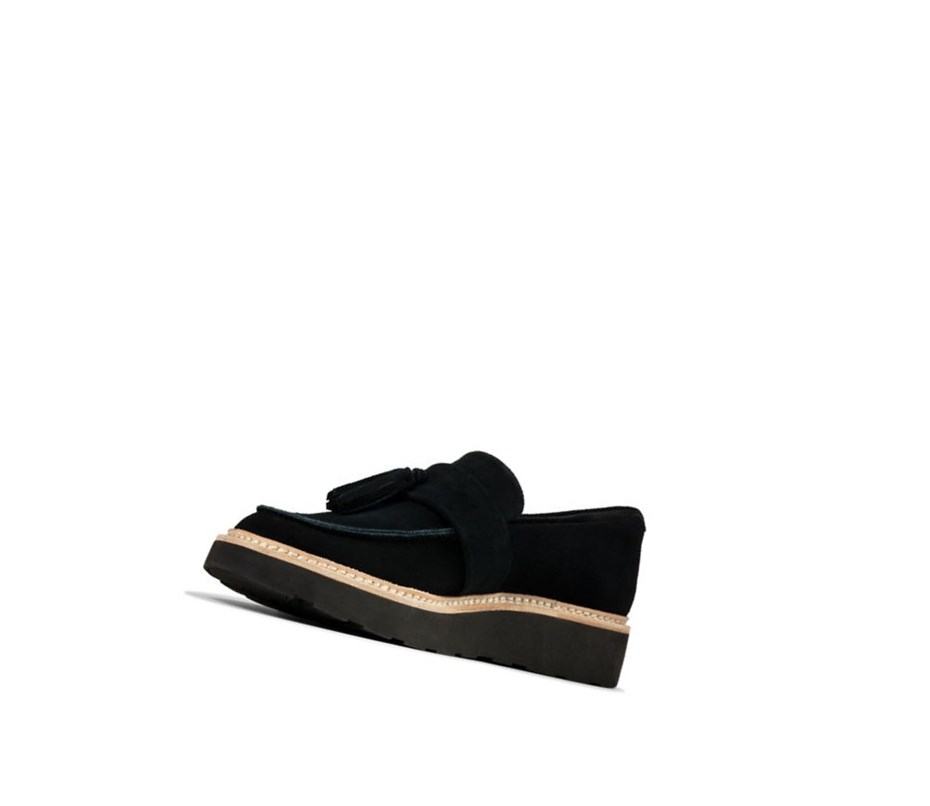Clarks Trace Tassel Wildleder Loafers Damen Schwarz | EQXG82395