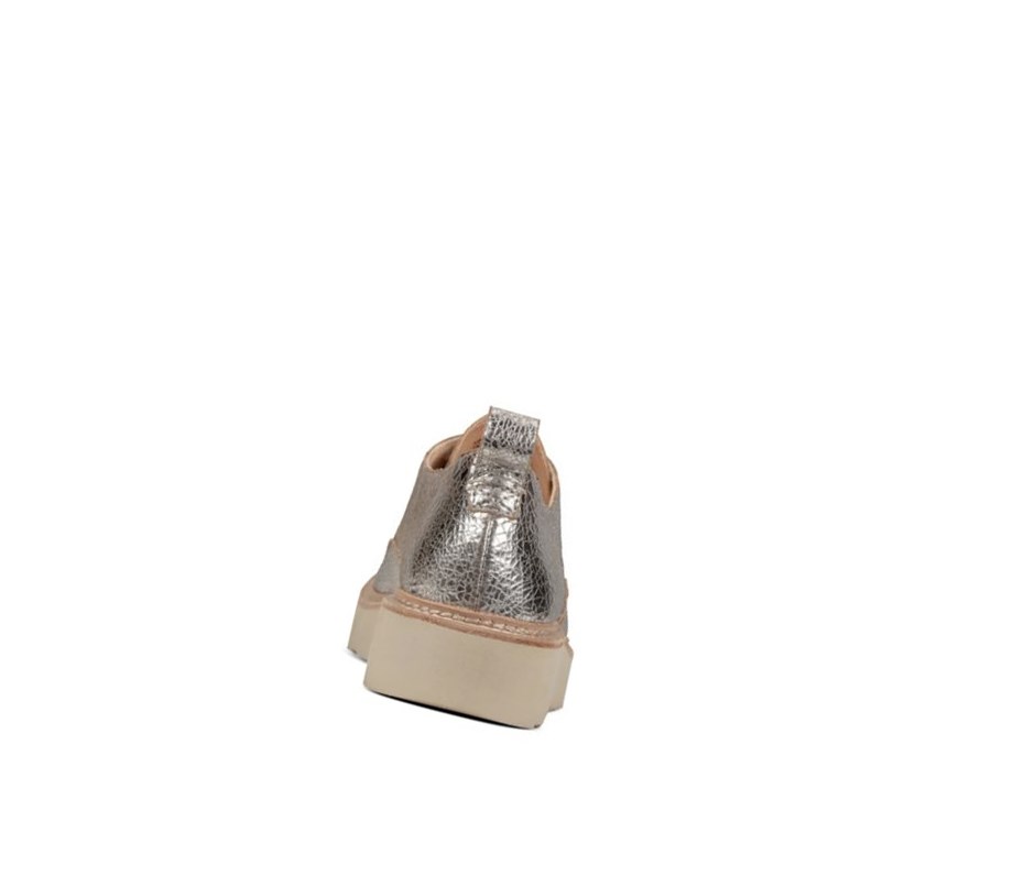 Clarks Trace Walk Leder Schnürschuhe Damen Silber Metal | RKCE71830