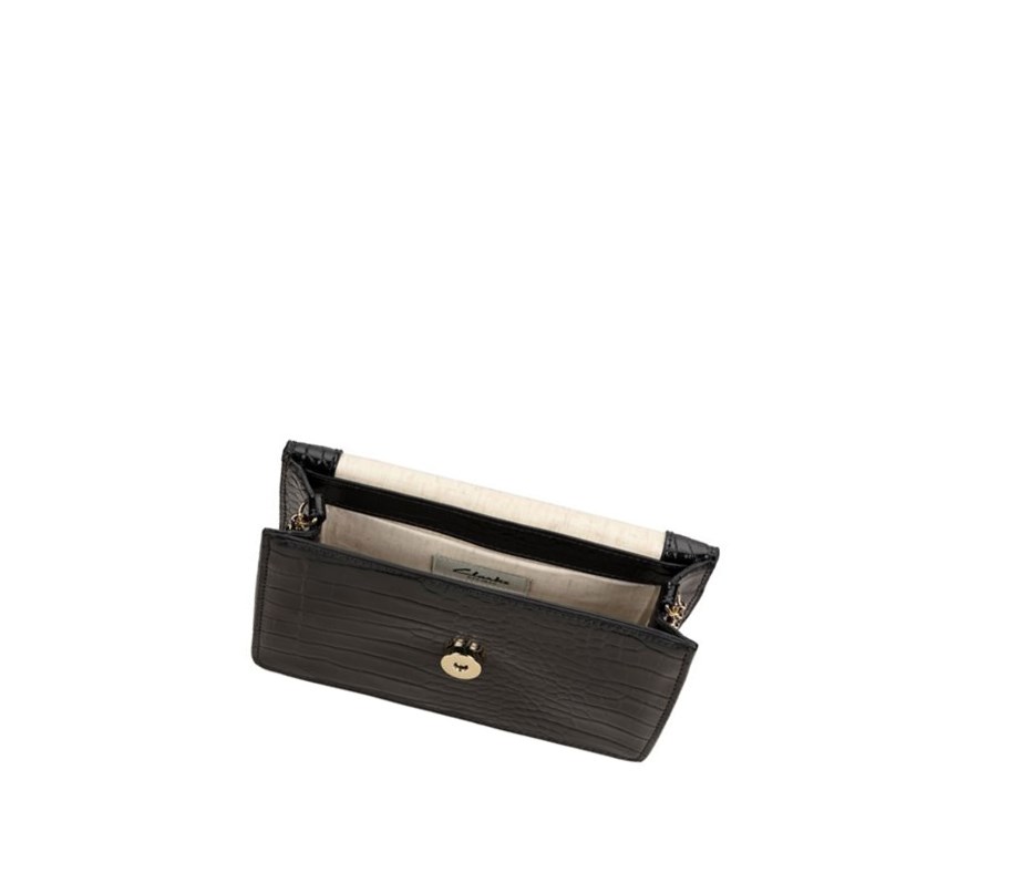 Clarks Treen Willow Croc Leather Bags Damen Schwarz | QOPG14976