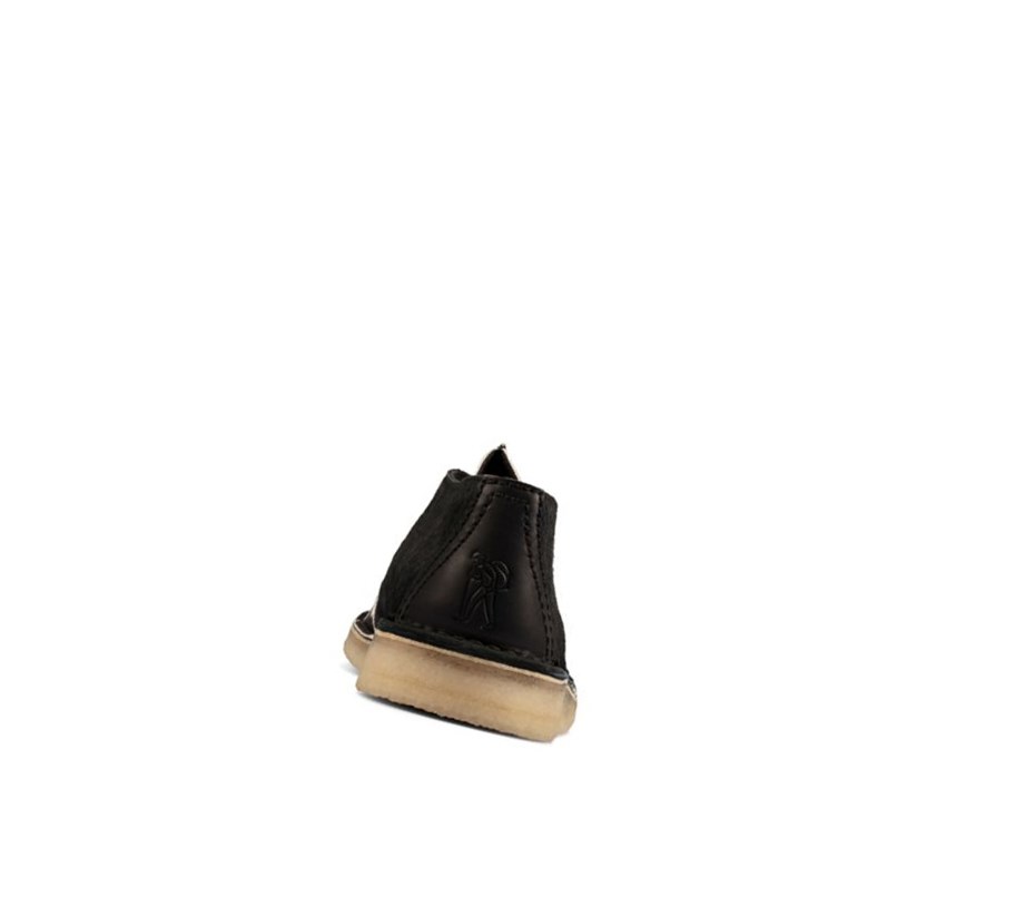Clarks Trek Smart Lässige Print Leder Wüstenstiefel Herren Schwarz | BCVR61579