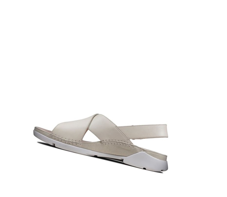 Clarks Tri Alexia Leder Flache Sandalen Damen Weiß | LYMX03189