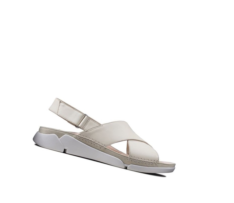 Clarks Tri Alexia Leder Flache Sandalen Damen Weiß | LYMX03189
