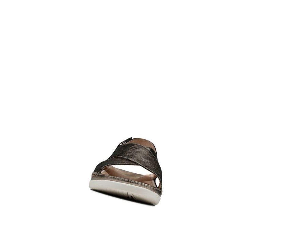 Clarks Tri Alexia Wildleder Flache Sandalen Damen Gold | IYMF47083