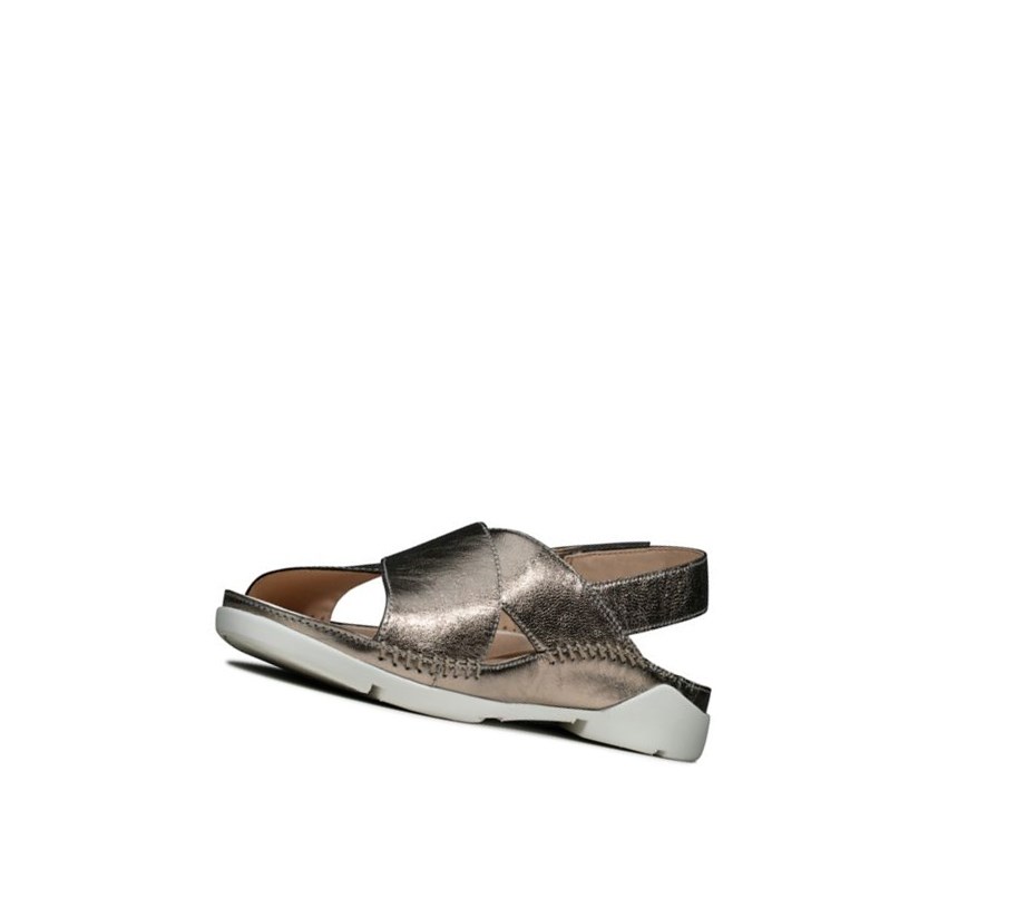 Clarks Tri Alexia Wildleder Flache Sandalen Damen Gold | IYMF47083